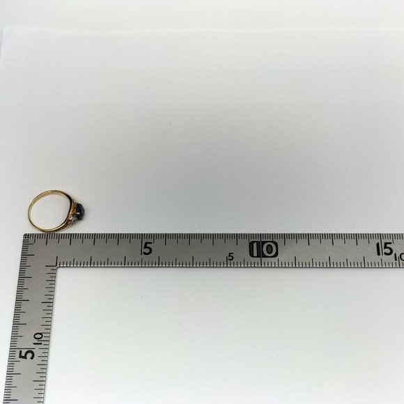 Genuine VTG 1 ct Sapphire Stone + Diamond Genuine 18k Yellow Gold Ring US Sz 7.5 - Picture 6 of 9